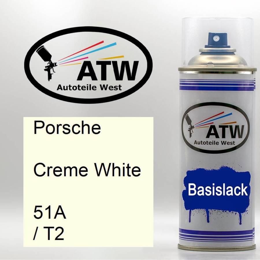 Porsche, Creme White, 51A / T2: 400ml Sprühdose, von ATW Autoteile West.